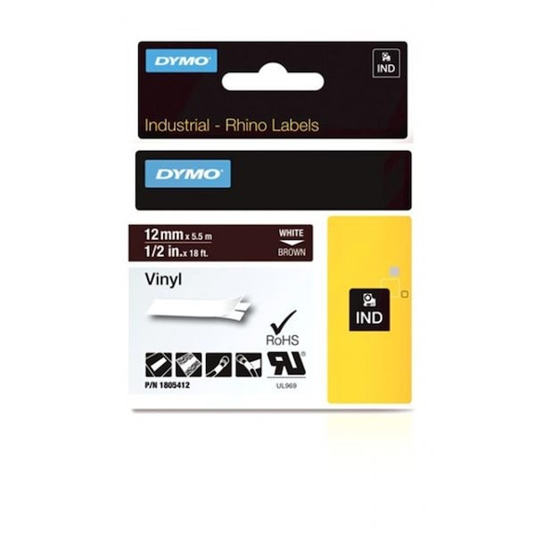 Dymo -Rhino 1 in. Label Black Vinyl White Printer 784-1805432 - main